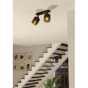 ESTEPERRA Φωτιστικό Σποτ EGLO 99277 δίφωτο μαύρο χρυσό L33,5cm