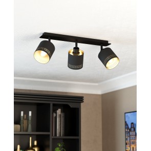 ESTEPERRA Φωτιστικό Σποτ EGLO 99278 τρίφωτο μαύρο χρυσό L57,5cm