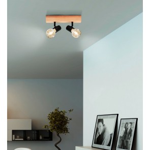 TOWNSHEND 3 Φωτιστικό Σποτ EGLO 99478 δίφωτο μαύρο ξύλο L30cm FSC