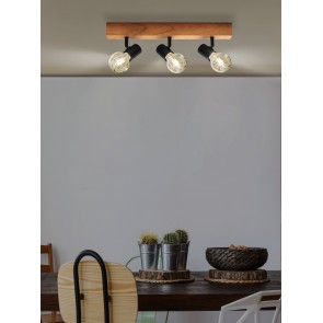 TOWNSHEND 3 Φωτιστικό Σποτ EGLO 99479 τρίφωτο μαύρο ξύλο L48cm FSC