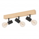 TOWNSHEND 3 Φωτιστικό Σποτ EGLO 99479 τρίφωτο μαύρο ξύλο L48cm FSC