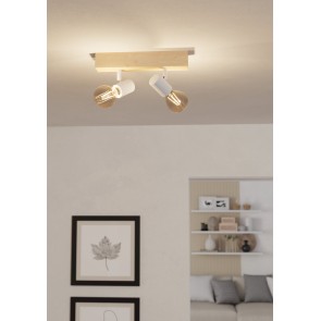 TOWNSHEND 3 Φωτιστικό Σποτ EGLO 99483 δίφωτο λευκό ξύλο L30cm FSC