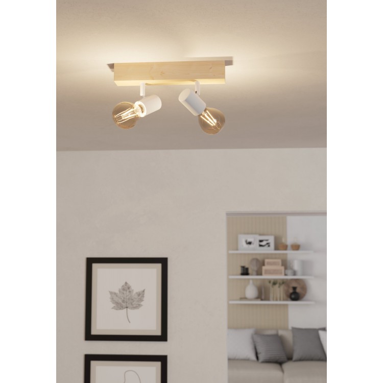 TOWNSHEND 3 Φωτιστικό Σποτ EGLO 99483 δίφωτο λευκό ξύλο L30cm FSC