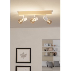 TOWNSHEND 3 Φωτιστικό Σποτ EGLO 99484 τρίφωτο λευκό ξύλο L48cm FSC