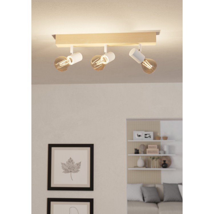 TOWNSHEND 3 Φωτιστικό Σποτ EGLO 99484 τρίφωτο λευκό ξύλο L48cm FSC