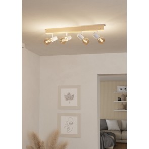 TOWNSHEND 3 Φωτιστικό Σποτ EGLO 99485 τετράφωτο λευκό ξύλο L63cm FSC