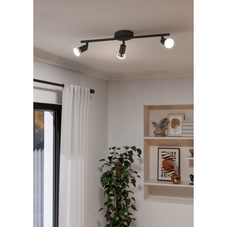 BUZZ-LED Φωτιστικό Σποτ 3xGU10 LED EGLO 32431 μαύρο L48,5cm