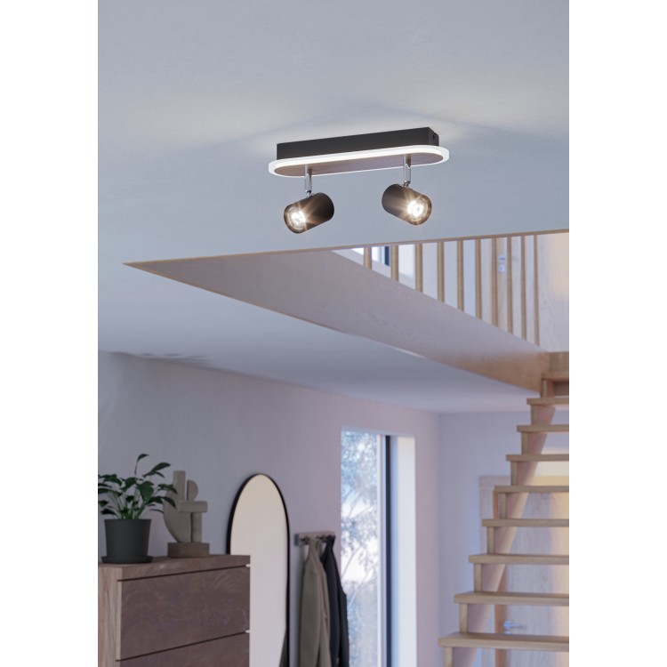RIMBOCCHI Φωτιστικό Σποτ 2xLED EGLO 901632 μαύρο ξύλο L34cm RIMBOCCHI Φωτιστικό Σποτ 2xLED EGLO 901632 μαύρο ξύλο L34cm