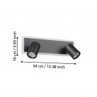 RIMBOCCHI 1 Φωτιστικό Σποτ 2xLED EGLO 901635 μαύρο λευκό L34cm RIMBOCCHI 1 Φωτιστικό Σποτ 2xLED EGLO 901635 μαύρο λευκό L34cm