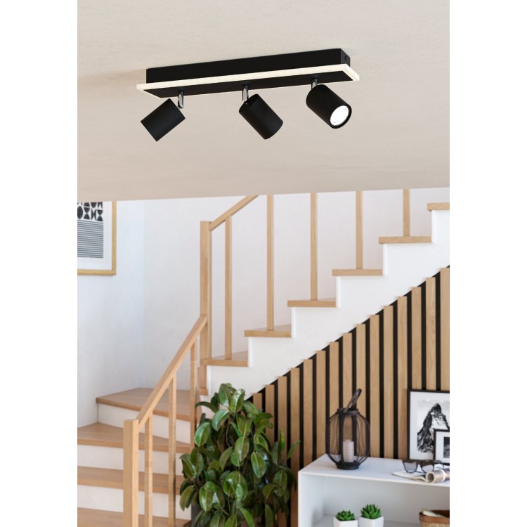 RIMBOCCHI 1 Φωτιστικό Σποτ 3xLED EGLO 901636 μαύρο λευκό L46cm