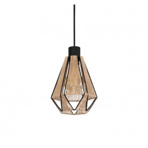 ADWICKLE  Κρεμαστό  Φωτιστικό EGLO 43776 Ø 17cm μαύρο - natural σκοινί