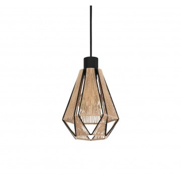 ADWICKLE  Κρεμαστό  Φωτιστικό EGLO 43776 Ø 17cm μαύρο - natural σκοινί