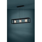 BRISLING Κρεμαστό Φωτιστικό 390175 EGLO ορθογώνιο μεταλλικό με γυάλινα καπέλα φιμέ