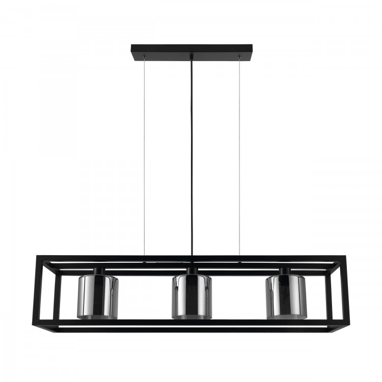 BRISLING Κρεμαστό Φωτιστικό 390175 EGLO ορθογώνιο μεταλλικό με γυάλινα καπέλα φιμέ