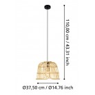 GLYNEATH  Κρεμαστό Φωτιστικό EGLO  43873 rattan  Ø37,5cm