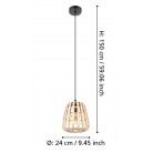 MONTEZUELO Κρεμαστό Φωτιστικό EGLO  390152 μπαμπού  Ø24cm