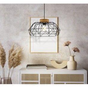 PADSTOW Κρεμαστό Φωτιστικό 44089 EGLO μεταλικό μαύρο Ø45,5cm