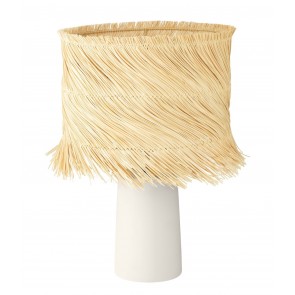 PAISANO Επιτραπέζιο Φωτιστικό της EGLO 390239 με καπέλο από RATTAN Ø 30cm κεραμική βάση μπεζ