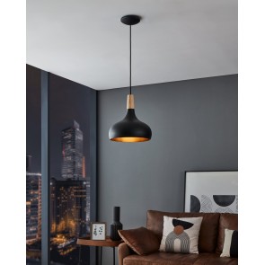 SABINAR Κρεμαστό Φωτιστικό 900162 EGLO μαύρο καφέ Ø28cm