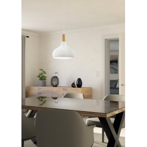 SABINAR Κρεμαστό Φωτιστικό 901178 EGLO λευκό καφέ Ø28cm