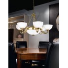 EGLO SAVOY 82749 Κρεμαστό Φωτιστικό Πολύφωτο Μπρονζέ με Λευκό Σατινέ Γυαλί 6xE14/2xE27