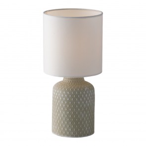 RAVELLO Επιτραπέζιο φωτιστικό κεραμικό με υφασμάτινο καπέλο I-RAVELLO-L GR - άσπρο γκρi - μπεζ ø 15 cm