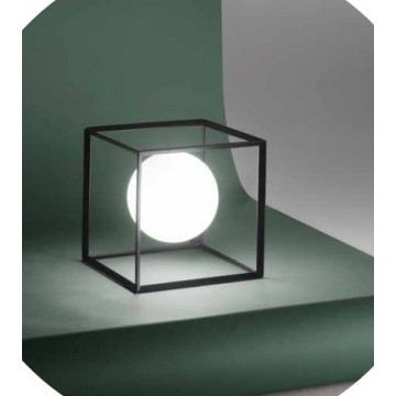 CUBE επιτραπέζιο φωτιστικό της  PERENZ 6692N από μεταλλο & γυαλί - μαύρο ματ 15 x 15 x 15cm