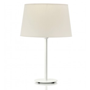 Helios Λευκό Επιτραπέζιο Φωτιστικό με εκρού αμπαζούρ