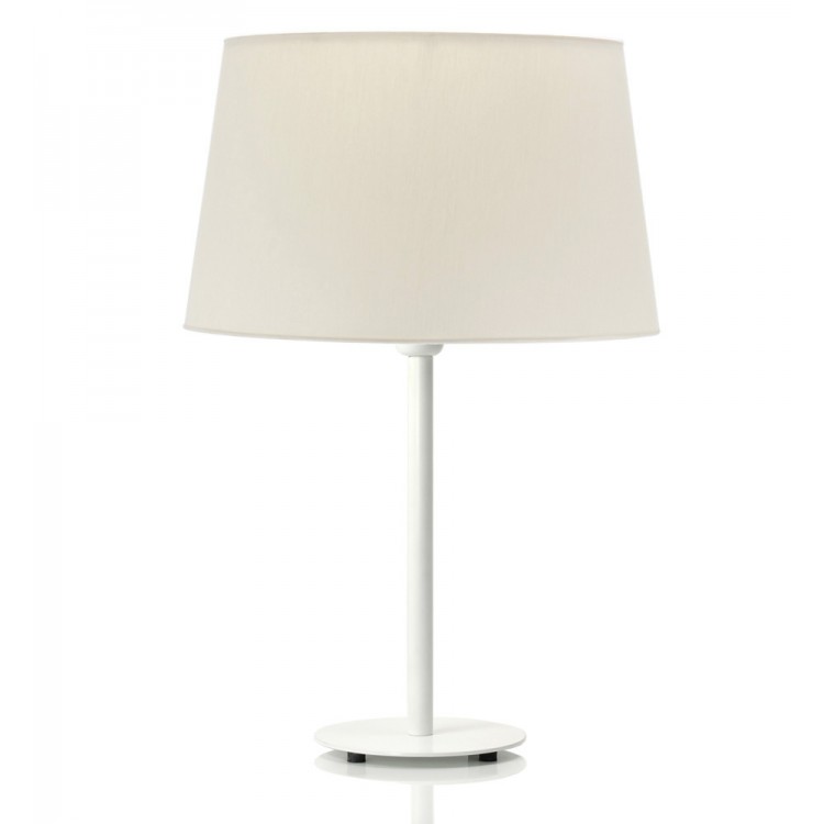 Helios Λευκό Επιτραπέζιο Φωτιστικό με εκρού αμπαζούρ