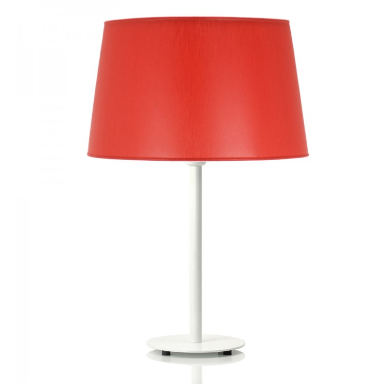 Helios Λευκό Επιτραπέζιο Φωτιστικό με κόκκινο αμπαζούρ