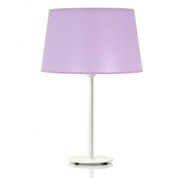 Helios Λευκό Επιτραπέζιο Φωτιστικό με λιλά αμπαζούρ