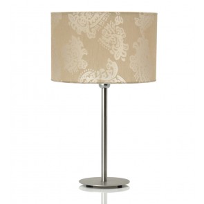 Hesperis Inox Επιτραπέζιο Φωτιστικό με φλοράλ μπεζ αμπαζούρ