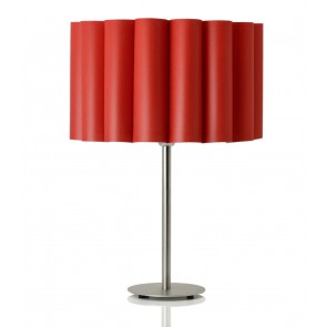 Hyperion Inox Επιτραπέζιο Φωτιστικό με κόκκινο αμπαζούρ