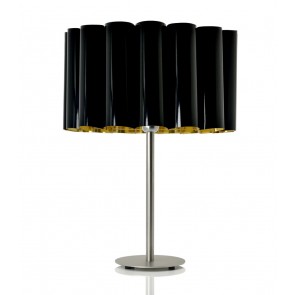 Hyperion Inox Επιτραπέζιο Φωτιστικό με μαύρο-χρυσό αμπαζούρ