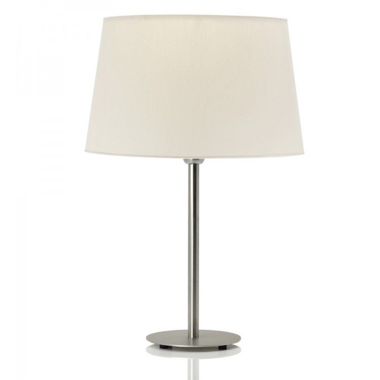 Helios Inox Επιτραπέζιο Φωτιστικό με εκρού αμπαζούρ