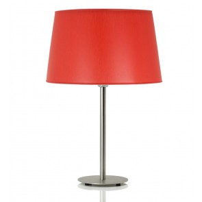 Helios Inox Επιτραπέζιο Φωτιστικό με κόκκινο αμπαζούρ
