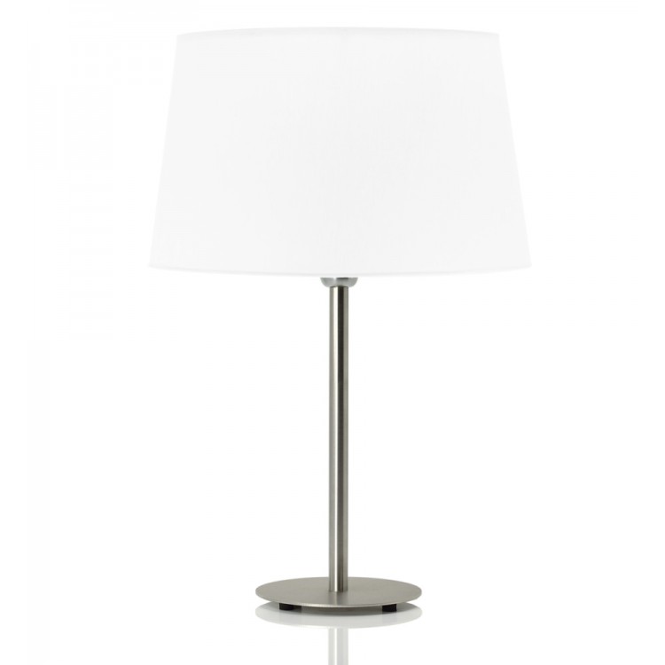 Helios Inox Επιτραπέζιο Φωτιστικό με λευκό αμπαζούρ