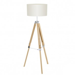 Lantada Φωτιστικό Δαπέδου Ξύλινο Τρίποδο - Μπεζ