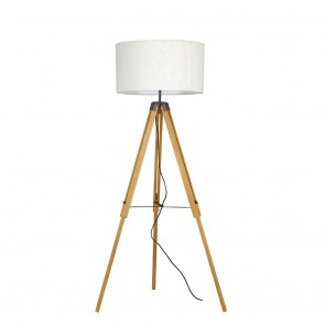 Studios Ξύλινο φωτιστικό δαπέδου τρίποδο - Λευκό καπέλο