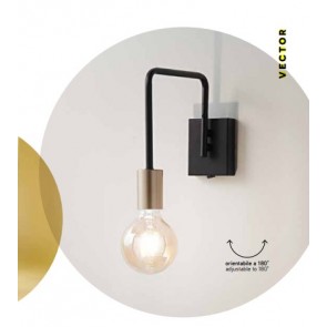 VECTOR μεταλλική απλίκα τοίχου vintage industrial 6606N - μαύρο ματ