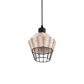 BORKA  Φωτιστικό Κρεμαστό REALITY LIGHTING R31261036 - Rattan ø 17cm φυσικό χρώμα