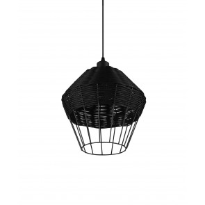 BORKA  Φωτιστικό Κρεμαστό REALITY LIGHTING R31261902 - Rattan ø 30cm μαύρο χρώμα