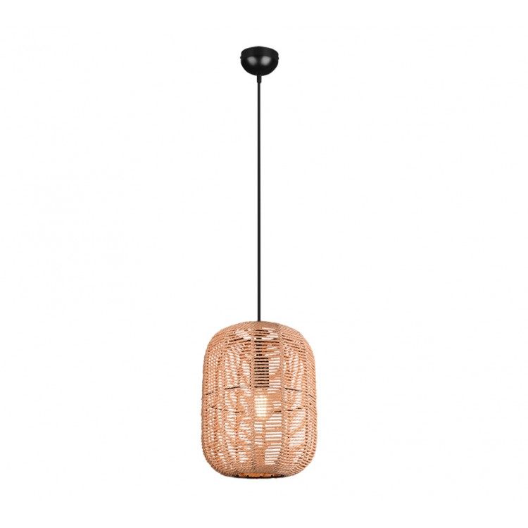 Runa Κρεμαστό Φωτιστικό TRIO LIGHTING 303090132 από μέταλλο σε μαύρο χρώμα και σχοινί sisal natural