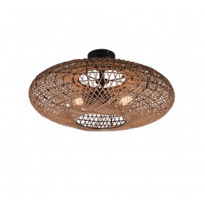 Hedda Φωτιστικό Οροφής TRIO LIGHTING 612300236 από μέταλλο σε μαύρο χρώμα και σχοινί sisal natural
