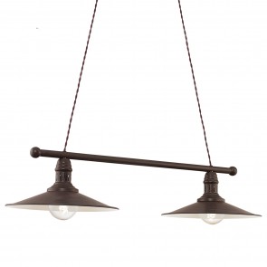 Stockbury Κρεμαστό Δύφωτο Φωτιστικό Vintage Αντικέ - Καφέ, Μπεζ