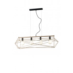 ABRAXAS Κρεμαστό φωτιστικό τετράφωτο ράγα FAN EUROPE  - μαύρο χρυσό