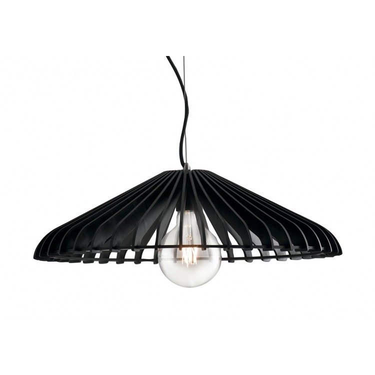 CALDER Κρεμαστό Φωτιστικό Fan Europe  I-CALDER-S30 NERO Ø 30cm - ξύλο σε μαύρο χρώμα