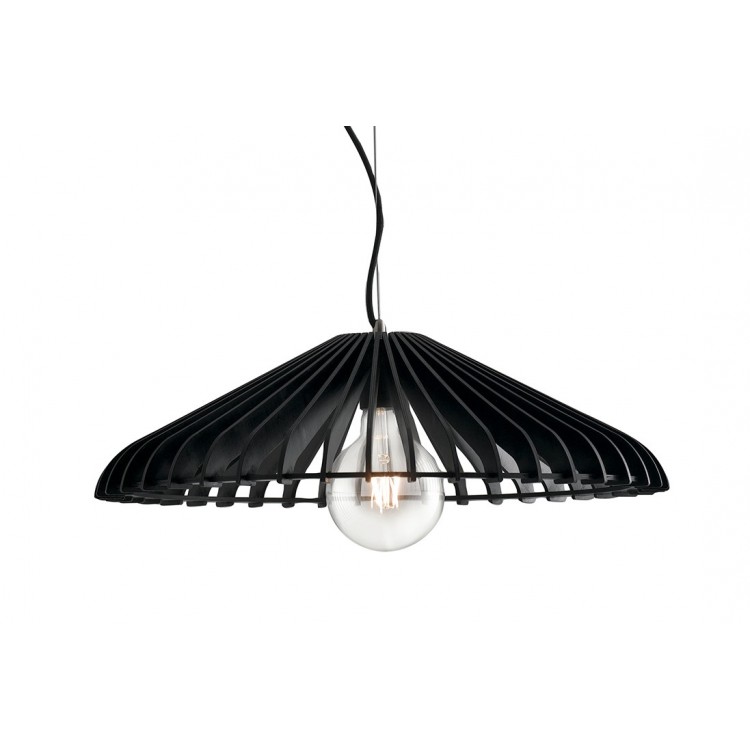CALDER Κρεμαστό Φωτιστικό Fan Europe  I-CALDER-S50 NERO - Ø 50cm φυσικό ξύλο σε μαύρο χρώμα 