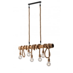 ROPE κρεμαστό φωτιστικό FAN EUROPE  I-ROPE-S6 - 6φωτο μπεζ καφέ