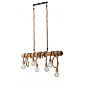 ROPE κρεμαστό φωτιστικό FAN EUROPE  I-ROPE-S6 - 6φωτο μπεζ καφέ